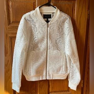 BCBG White lace bomber style jacket